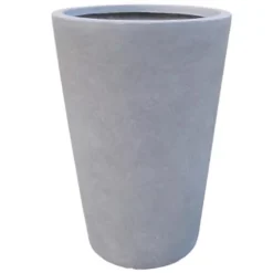 IDEALIST Stone Grey Light Concrete Round Garden Tall Planter, Outdoor Large Plant Pot H70 L50 W50 Cm, 137L