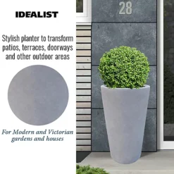 IDEALIST Stone Grey Light Concrete Round Garden Tall Planter, Outdoor Large Plant Pot H70 L50 W50 Cm, 137L -Outsunny Garden Zone idealist stone grey light concrete round garden tall planter outdoor large plant pot h70 l50 w50 cm 137l5000124403232 03c MP