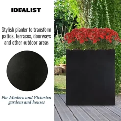 IDEALIST Tall Narrow Trough Garden Planter, Black Light Concrete Outdoor Large Plant Pot H72 L60.5 W22.5 Cm, 98L -Outsunny Garden Zone idealist tall narrow trough garden planter black light concrete outdoor large plant pot h72 l60 5 w22 5 cm 98l5000124401177 03c MP