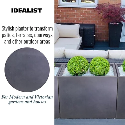 IDEALIST Tall Narrow Trough Garden Planter, Faux Lead Dark Grey Light Concrete Outdoor Large Plant Pot H50.5 L60 W30 Cm, 91L 4 IDEALIST Tall Narrow Trough Garden Planter, Faux Lead Dark Grey Light Concrete Outdoor Large Plant Pot H50.5 L60 W30 Cm, 91L - Image 4