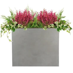 IDEALIST Tall Narrow Trough Garden Planter, Grey Light Concrete Outdoor Large Plant Pot H50.5 L60 W30 Cm, 91L -Outsunny Garden Zone idealist tall narrow trough garden planter grey light concrete outdoor large plant pot h50 5 l60 w30 cm 91l5000124401207 03c MP
