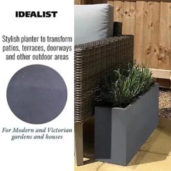 IDEALIST Tall Trough Garden Planter, Faux Lead Dark Grey Light Concrete Outdoor Large Plant Pot H40 L50 W20 Cm, 40L -Outsunny Garden Zone idealist tall trough garden planter faux lead dark grey light concrete outdoor large plant pot h40 l50 w20 cm 40l5000124401221 03c MP