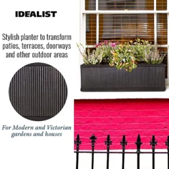 IDEALIST Vertical Ribbed Vintage Style Window Flower Box Garden Planter, Dark Grey Outdoor Plant Pot H17 L60 W17 Cm, 17L 6 IDEALIST Vertical Ribbed Vintage Style Window Flower Box Garden Planter, Dark Grey Outdoor Plant Pot H17 L60 W17 Cm, 17L -Outsunny Garden Zone idealist vertical ribbed vintage style window flower box garden planter dark grey outdoor plant pot h17 l60 w17 cm 17l5000124403942 03c MP