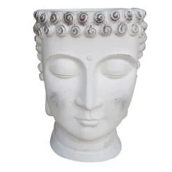 IDEALIST White Face Head Buddha Face Planter Table, Oval Indoor Head Plant Pot For Indoor Plants L19 W18 H24 Cm, 2.6L