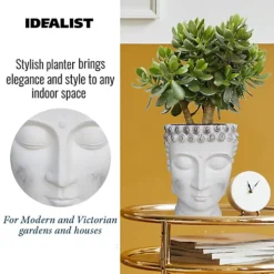 IDEALIST White Face Head Buddha Face Planter Table, Oval Indoor Head Plant Pot For Indoor Plants L19 W18 H24 Cm, 2.6L 6 IDEALIST White Face Head Buddha Face Planter Table, Oval Indoor Head Plant Pot For Indoor Plants L19 W18 H24 Cm, 2.6L -Outsunny Garden Zone idealist white face head buddha face planter table oval indoor head plant pot for indoor plants l19 w18 h24 cm 2 6l5060874792543 03c MP