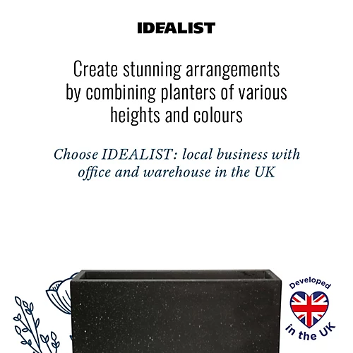 IDEALIST Window Flower Box Garden Planter, Black Terazzo Light Concrete Outdoor Plant Pot L80 W17 H17.5 Cm, 24L 4 IDEALIST Window Flower Box Garden Planter, Black Terazzo Light Concrete Outdoor Plant Pot L80 W17 H17.5 Cm, 24L - Image 4