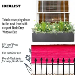 IDEALIST Window Flower Box Garden Planter, Dark Grey Light Concrete Outdoor Plant Pot L80 W17 H17.5 Cm, 24L 6 IDEALIST Window Flower Box Garden Planter, Dark Grey Light Concrete Outdoor Plant Pot L80 W17 H17.5 Cm, 24L -Outsunny Garden Zone idealist window flower box garden planter dark grey light concrete outdoor plant pot l80 w17 h17 5 cm 24l5000124401108 03c MP