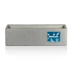 IDEALIST Window Flower Box Garden Planter, Grey Light Concrete Outdoor Plant Pot L60 W17 H17.5 Cm, 18L