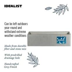 IDEALIST Window Flower Box Garden Planter, Grey Light Concrete Outdoor Plant Pot L60 W17 H17.5 Cm, 18L -Outsunny Garden Zone idealist window flower box garden planter grey light concrete outdoor plant pot l60 w17 h17 5 cm 18l8712062954512 06c MP
