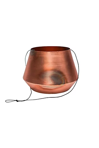 Indoor Soho Aged Copper Hanging Planter With Leather Strap H15Cm D21Cm 2 Indoor Soho Aged Copper Hanging Planter With Leather Strap H15Cm D21Cm - Image 2