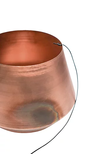 Indoor Soho Aged Copper Hanging Planter With Leather Strap H15Cm D21Cm 3 Indoor Soho Aged Copper Hanging Planter With Leather Strap H15Cm D21Cm - Image 3