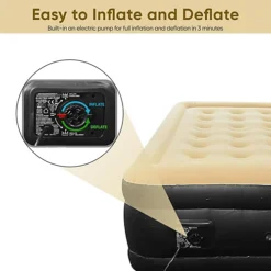 Inflatable High Raised Double Air Bed With Electric Pump -Outsunny Garden Zone inflatable high raised double air bed with electric pump5060470914042 03c MP