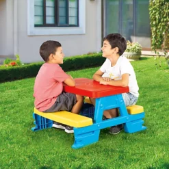 Kids Red, Blue & Yellow Garden Picnic Table 6 Kids Red, Blue & Yellow Garden Picnic Table -Outsunny Garden Zone kids red blue yellow garden picnic table8690089030085 01i bq