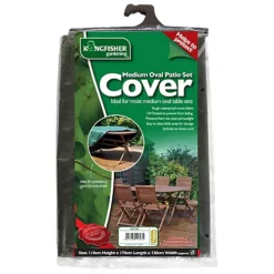 Kingfisher Medium Garden Oval Patio Furniture Set Seat Cover Green Waterproof