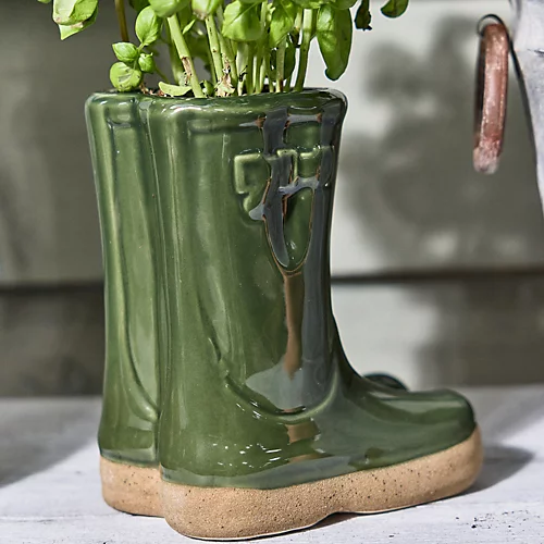 Large Dark Green Wellington Boots Outdoor Summer Ceramic Flower Pot Garden Planter Pot Gift For Gardeners 3 Large Dark Green Wellington Boots Outdoor Summer Ceramic Flower Pot Garden Planter Pot Gift For Gardeners - Image 3
