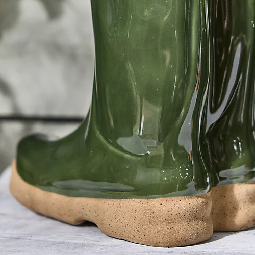 Large Dark Green Wellington Boots Outdoor Summer Ceramic Flower Pot Garden Planter Pot Gift For Gardeners 4 Large Dark Green Wellington Boots Outdoor Summer Ceramic Flower Pot Garden Planter Pot Gift For Gardeners - Image 4
