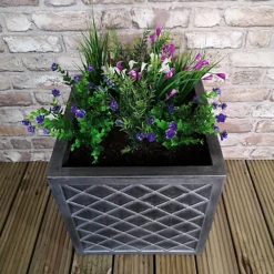 Large Lazio Square Grey Pewter Garden Planter 39cm H X 39cm W 6 Large Lazio Square Grey Pewter Garden Planter 39cm H X 39cm W -Outsunny Garden Zone large lazio square grey pewter garden planter 39cm h x 39cm w5060559859783 03c MP