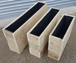 Large Lined 3 Tier Rough Sawn Garden Trough - 20cm Wide X 47cm High X 80cm Long