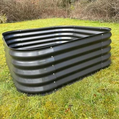 Large Metal Raised Vegetable Bed In Dark Grey (120cm) -Outsunny Garden Zone large metal raised vegetable bed in dark grey 120cm 5060575102863 04c MP
