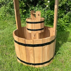 Large Wooden Wishing Well Garden Planters (Set Of 2) -Outsunny Garden Zone large wooden wishing well garden planters set of 2 5060575103846 04c MP