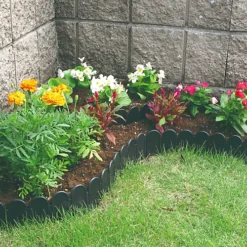 Lawn Edging Spiked Flexible Garden Border Roll For Grass Flower Beds Paths - 10m L -Outsunny Garden Zone lawn edging spiked flexible garden border roll for grass flower beds paths 10m l5060926021164 03c MP