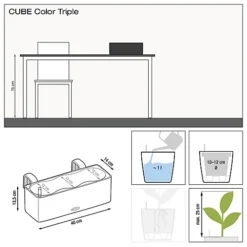 LECHUZA CUBE Color Triple Slate Hanging Table Self-watering Planter With Water Level Indicator H14 L40 W14 Cm, 5L -Outsunny Garden Zone lechuza cube color triple slate hanging table self watering planter with water level indicator h14 l40 w14 cm 5l4008789136848 03c MP
