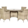 LISBON 4 Seater Round Carver Dining Set 110cm Round Table With 4 Carver Chairs Including Cushions