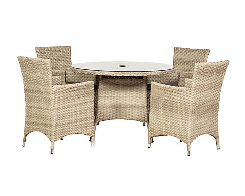 LISBON 4 Seater Round Carver Dining Set 110cm Round Table With 4 Carver Chairs Including Cushions 1 LISBON 4 Seater Round Carver Dining Set 110cm Round Table With 4 Carver Chairs Including Cushions