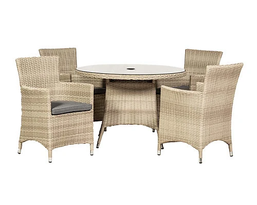 LISBON 4 Seater Round Carver Dining Set 110cm Round Table With 4 Carver Chairs Including Cushions 2 LISBON 4 Seater Round Carver Dining Set 110cm Round Table With 4 Carver Chairs Including Cushions - Image 2