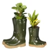 Little And Large Dark Green Wellington Outdoor Boot Summer Ceramic Flower Pot Garden Planter Pot Gift For Gardeners