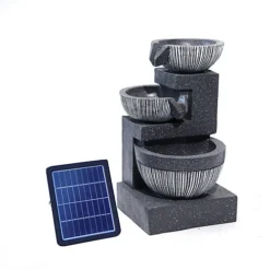 Livingandhome 3 Tier Bowls Outdoor Solar Powered Water Fountain Rockery Decoration -Outsunny Garden Zone livingandhome 3 tier bowls outdoor solar powered water fountain rockery decoration0735940273497 04c MP