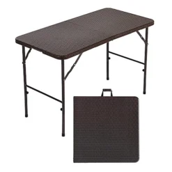 Livingandhome 3Pcs Brown Folding Rattan Plastic Garden Camping Table Chair Set 120 Cm 6 Livingandhome 3Pcs Brown Folding Rattan Plastic Garden Camping Table Chair Set 120 Cm -Outsunny Garden Zone livingandhome 3pcs brown folding rattan plastic garden camping table chair set 120 cm0670586481144 03c MP