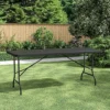 Livingandhome 5.8ft Black Rectangular Outdoor Rattan Plastic Folding Catering Camping Table