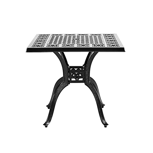Livingandhome Black Square Cast Aluminum Outdoor Dining Table With Parasol Hole 795 X 725 Mm 3 Livingandhome Black Square Cast Aluminum Outdoor Dining Table With Parasol Hole 795 X 725 Mm - Image 3