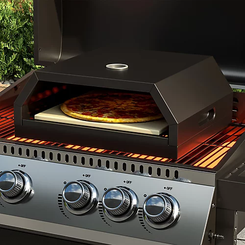 Livingandhome Black Stainless Steel Pizza Oven With Built In Temperature Gauge 40cm W X 35cm D X 16cm H 1 Livingandhome Black Stainless Steel Pizza Oven With Built In Temperature Gauge 40cm W X 35cm D X 16cm H