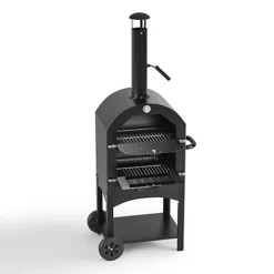 Livingandhome Outdoor Freestanding Large Stainless Steel Pizza Oven With Wheels And Chimney -Outsunny Garden Zone livingandhome outdoor freestanding large stainless steel pizza oven with wheels and chimney0735940288866 04c MP