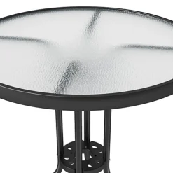 Livingandhome Outdoor Garden Metal Frame Small Round Tempered Glass Coffee Table 600mm Dia -Outsunny Garden Zone livingandhome outdoor garden metal frame small round tempered glass coffee table 600mm dia0735940288811 04c MP
