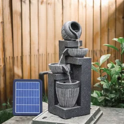 Livingandhome Outdoor LED Water Fountain Rockery Decor With Pump Solar Power -Outsunny Garden Zone livingandhome outdoor led water fountain rockery decor with pump solar power0735940228572 03c MP