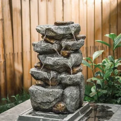 Livingandhome Outdoor LED Waterfall Rockery Garden Decor Electric Fountain Water Feature 49 Cm -Outsunny Garden Zone livingandhome outdoor led waterfall rockery garden decor electric fountain water feature 49 cm0735940228381 03c MP