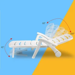 Livingandhome White Outdoor Folding Lounger Chaise Chair Recliner On Wheels -Outsunny Garden Zone livingandhome white outdoor folding lounger chaise chair recliner on wheels0735940235761 04c MP