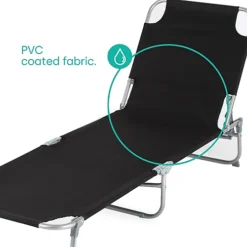 LIVIVO Foldable Reclining Sun Lounger With Adjustable Back & Leg Rests- Lightweight Sun Bed, 3 Height Settings - Black 6 LIVIVO Foldable Reclining Sun Lounger With Adjustable Back & Leg Rests- Lightweight Sun Bed, 3 Height Settings - Black -Outsunny Garden Zone livivo foldable reclining sun lounger with adjustable back leg rests lightweight sun bed 3 height settings black5056295300436 03c MP