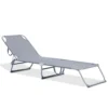 LIVIVO Foldable Reclining Sun Lounger With Adjustable Back & Leg Rests - Lightweight Sun Bed, 3 Height Settings - Grey