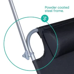 LIVIVO Folding Sun Lounger - Adjustable Back, Leg Rests & Sunshade With Side Pockets - Black