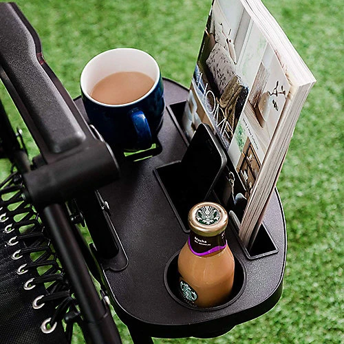LIVIVO Gravity Chair Cup Holder - Clip On Side Recliner Cup Table, With Mobile Device, Water Cup & Snack Tray Slot 2 LIVIVO Gravity Chair Cup Holder - Clip On Side Recliner Cup Table, With Mobile Device, Water Cup & Snack Tray Slot - Image 2