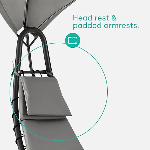 LIVIVO Luxury Soft Padded Sun Lounger With A Canopy - Outdoor Garden Furniture For Patio, Decking & Balcony - Grey 2 LIVIVO Luxury Soft Padded Sun Lounger With A Canopy - Outdoor Garden Furniture For Patio, Decking & Balcony - Grey - Image 2