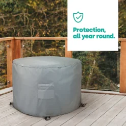 LIVIVO Round Garden Furniture Cover - Waterproof & Windproof Patio Table Cover, Anti-UV Outdoor Furniture Protector - Grey -Outsunny Garden Zone livivo round garden furniture cover waterproof windproof patio table cover anti uv outdoor furniture protector grey5060497644588 03c MP
