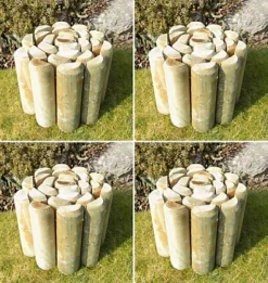 Log Edging Rolls Garden Lawn Border Edge (H)225mm (L)1.8m Set Of 4