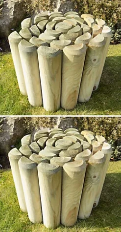 Log Edging Rolls Garden Lawn Border Edge (H)300mm (L)2.4m Set Of 2
