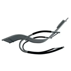 Lugano Textilene Rocking Sun Lounger With Pillow - Grey -Outsunny Garden Zone lugano textilene rocking sun lounger with pillow grey5059742060525 04c MP