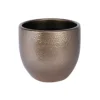 Lux Design Gold Ceramic Indoor Plant Pot. Hammered Effect. No Drainage Holes (Dia) 16 Cm